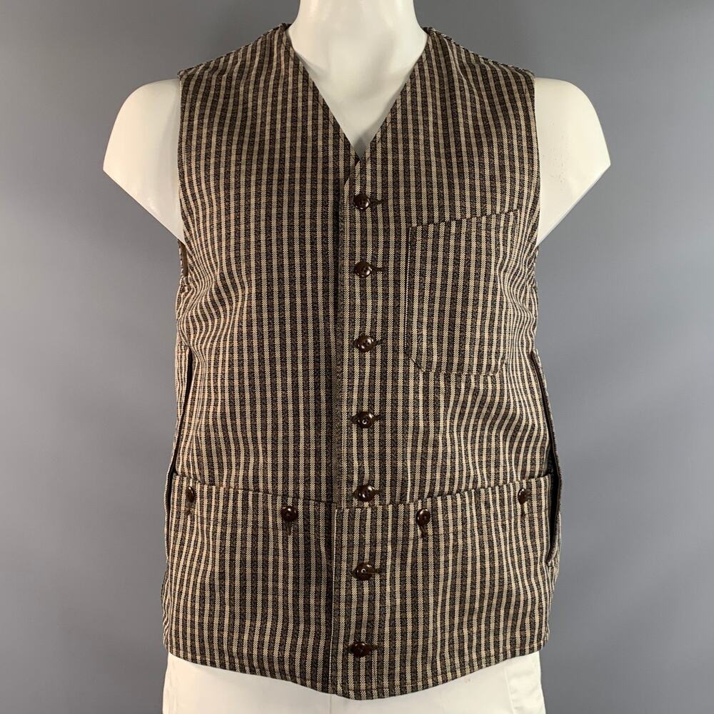 KAPITAL Size L Brown Light brown Gingham Cotton Chore Vest Indoor